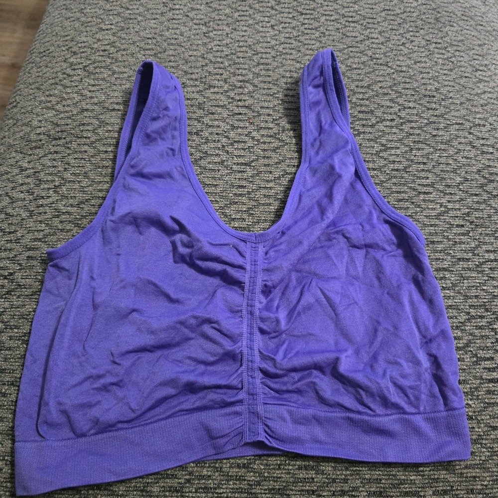 Series 8 Fitness Sports Bra Womens‎ Medium Purple Good Ruched Seamless Stretch